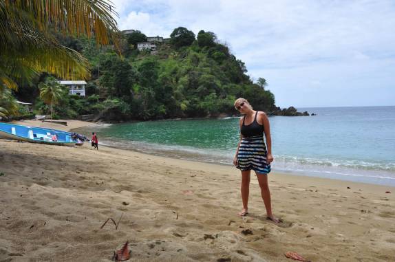 Na bela praia de Parlatuvier Bay, durante a viagem de Speyside à Crownpoint, em Tobago